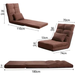 Triple Fold Down Sofa Bed, Adjustable Floor Couch Sofa With One Pillow, 5 Reclining Position, Convertible Polyester Guest Sleeper -House Furnish World GUEST e323bc14 ec67 46d4 87c9 41d8f70644f2