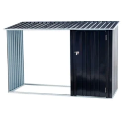 Firewood Storage Shed, Outdoor Firewood Rack, Outdoor Storage Shed With Log Holder, Firewood Shelter For Patio, Anthracite Galvanized Steel -House Furnish World GUEST e328884b 3b2c 4470 b076 fb50b46f2554