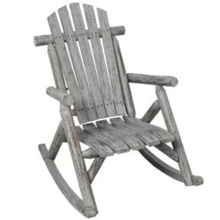 Wooden Porch Rocker Chair,Durable Wooden Porch Rocker Chair,Fir Log Rocking Chair,Patio Rockers For Outside,Garde.Light Gray Color -House Furnish World GUEST e34c0799 7ca5 4789 a1d9 0dd77bb96e8b