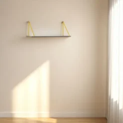 Palmer Floating Wall Decor Wall Mounted Rustic Decorative Hanging Metal Bracket Single Shelf For Books, Walnut/Chrome -House Furnish World GUEST e36bed9c 5091 4fc8 92ac 7ccda0bf70dd