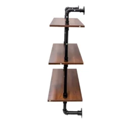 Industrial Pipe Shelf 3 Tier And 2 Tier Wall Mounted Shelves 36in Wood Display Shelves, And 3 Additional Hooks,Farmhouse Kitchen Bar Shelf -House Furnish World GUEST e3c916e6 c95f 4726 95b7 6008d3ca9940