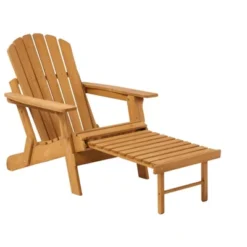 Outdoor Wooden Folding Adirondack Chair With Retractable Ottoman, Pre-Assembled BackRest & SeatBoard, Wood Patio Chair For Garden Backyard Porch Pool -House Furnish World GUEST e50c2078 ab43 4add b770 e0584e9f52ac