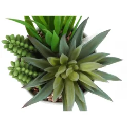 Artificial Plant, 7" Tall, Succulent, Indoor, Faux, Fake, Table, Greenery, Potted, Set Of 2, Decorative, Green Plants, White Ceramic Pots -House Furnish World GUEST e67ac732 91c1 4457 ac35 041f3652a285