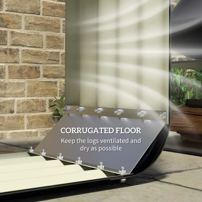 Galvanized Steel Shed Firewood Storage Rack, 4.7' X 1.4' X 4.7' Log Holder Storage Shed With Rubberized Edge For Easy Assembly 4 Galvanized Steel Shed Firewood Storage Rack, 4.7' X 1.4' X 4.7' Log Holder Storage Shed With Rubberized Edge For Easy Assembly - Image 4