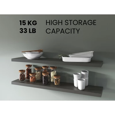 Greer Floating Shelf In Melamine X2, Grey 4 Greer Floating Shelf In Melamine X2, Grey - Image 4