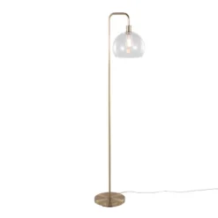 Metro 61" Contemporary Metal Floor Lamp In Royal Gold Metal With Clear Seeded Glass Shade From Grandview Gallery By LumiSource