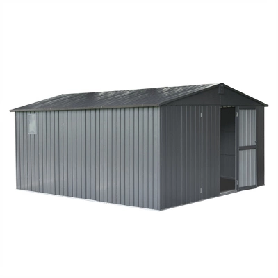 Backyard Storage Shed 11'x12.5'with Galvanized Steel Frame & Windows,Garden Shed,Utility Tool Storage Room With Lockable Door For Patio(Dark Gray) 9 Backyard Storage Shed 11'x12.5'with Galvanized Steel Frame & Windows,Garden Shed,Utility Tool Storage Room With Lockable Door For Patio(Dark Gray) - Image 9