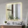 36*36in LED Bathroom Mirror, Anti-Explosion Glass, Rust-Resistant, Anti-Fog Features, Tri-Color Changing, Ideal For All Bathroom Decors