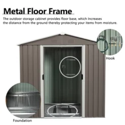 6ft X 5ft Outdoor Metal Storage Shed Gray -House Furnish World GUEST eba412e6 7b6f 48f4 9754 57a32490f563