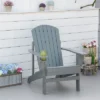Outsunny Wooden Adirondack Chair, Outdoor Patio Lawn Chair With Cup Holder, Weather Resistant Lawn Furniture, Classic Lounge For Deck, Garden,Grey