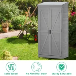 Outdoor Storage Cabinet And Metal Top,Garden Storage Shed,Outdoor 68 Inches Wood Tall Shed For Yard And Patio -House Furnish World GUEST eca61265 ee7f 496a 8e29 9c8a6f6d26a2