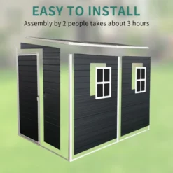 8x4ft Outdoor Resin Garden Shed With Floor And 2 Windows,Patio Outdoor Storage Shed With Lockable Door For Garden Tools, Bicycles, Trash Cans, Black 13 8x4ft Outdoor Resin Garden Shed With Floor And 2 Windows,Patio Outdoor Storage Shed With Lockable Door For Garden Tools, Bicycles, Trash Cans, Black -House Furnish World GUEST eeeb9a11 12f7 49cd bdbd 503143ce57d6