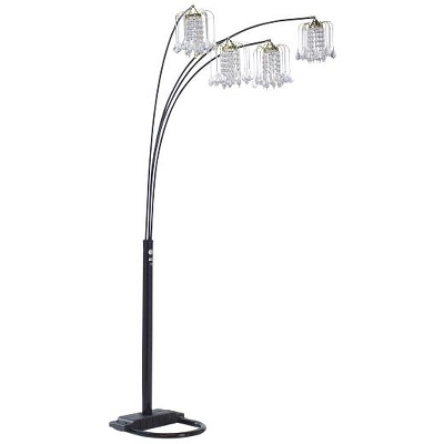 BLACK 4-HEAD CRYSTAL INSPIRED ARCH FLOOR LAMP 1 BLACK 4-HEAD CRYSTAL INSPIRED ARCH FLOOR LAMP