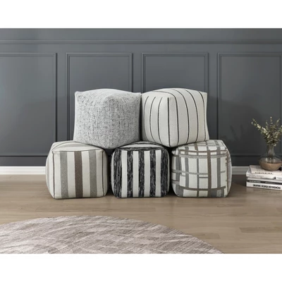 Square Pouf Multi-Color Jacquard Fabric Upholstery Modern Ottoman, Footstool, Non-Slip Floor Pouf, Bean Bag Chair, 1pc Sitting Pouf 4 Square Pouf Multi-Color Jacquard Fabric Upholstery Modern Ottoman, Footstool, Non-Slip Floor Pouf, Bean Bag Chair, 1pc Sitting Pouf - Image 4
