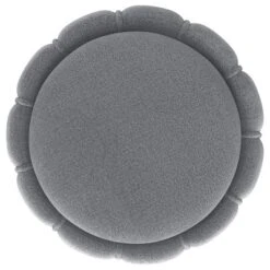 1pc Round Upholstered Ottoman Pouf Grey Velvety Soft Upholstery Vertical Ribbing Hourglass Silhouette Wide Metal Band Footrest Seat Makeshift Table -House Furnish World GUEST f064e9ca 5ed5 4e80 9ebb e70105e9c183