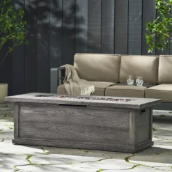 56" Outdoor 50,000 BTU Rectangular MgO Concrete Propane Fire Pit, Grey Wood Pattern (Tank Cover Not Included) 19 56" Outdoor 50,000 BTU Rectangular MgO Concrete Propane Fire Pit, Grey Wood Pattern (Tank Cover Not Included) -House Furnish World GUEST f2285479 b9e1 4f32 b5f4 a87800fa9f11