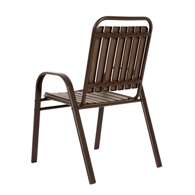 7 Pieces Patio Dining Set, Plastic Chair And Steel Table Outdoor Set, Plastic Chairs And Table Set For Garden Patio, Brown 6 7 Pieces Patio Dining Set, Plastic Chair And Steel Table Outdoor Set, Plastic Chairs And Table Set For Garden Patio, Brown - Image 6