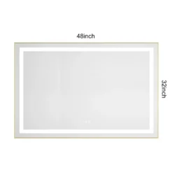 48 X 32 Inch LED Bathroom Mirror With Front And Backlight,Wall Mounted Vanity Mirror With Aluminum Frame,Anti-Fog, Memory, 3 Colors, Stepless Dimmable -House Furnish World GUEST f3504943 ee95 4d05 93d8 13bd34232141