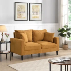 57 " High Resilience Loveseat Sofa, Wooden Frame 2 Seat Sofa, Comfy , Small Space Saving Modern Polyester Sofa -House Furnish World GUEST f3cf70d4 bce6 4e98 ae17 79a5080d6725