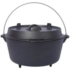 Pre-Seasoned Cast Iron Dutch Oven With Skillet Lid, Outdoor Camping Deep Pot For Camping Fireplace Cooking BBQ Baking Campfire, Leg Base, 8 Quart -House Furnish World GUEST f4049b33 2aa0 42b9 b0c7 bfc4c818fcd4