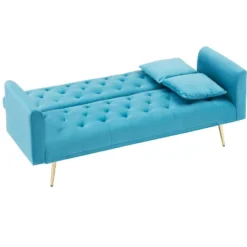 71 Inch Convertible Love Seat Sofa, American Retro, Light Blue Polyester, Suitable For Small Living Room, Bedroom, Office -House Furnish World GUEST f42efcc7 fa24 4f0e bd87 78fe7c21d363