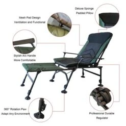 Camping Lounge Chair With Detachable Footrest, Portable Folding Camping Chair With Adjustable Backrest For Outdoor Camping Fishing, Green+black -House Furnish World GUEST f47bc269 ca63 44e9 934d a327bd71912e