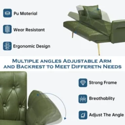 67.71 Inch Polyester Sofa Bed With Adjustment Armres -House Furnish World GUEST f49eb43b 67f6 4881 b2c7 0b0977b69b50