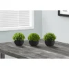 Artificial Plant, 5" Tall, Grass, Indoor, Faux, Fake, Table, Greenery, Potted, Set Of 3, Decorative, Green Plants, Black Pots