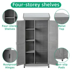 Outdoor Storage Cabinet And Metal Top,Garden Storage Shed,Outdoor 68 Inches Wood Tall Shed For Yard And Patio -House Furnish World GUEST f68f8fcb 2c2c 4c85 b8cc 5036c90eeda8