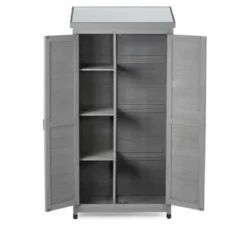 Outdoor Storage Cabinet And Metal Top,Garden Storage Shed,Outdoor 68 Inches Wood Tall Shed For Yard And Patio -House Furnish World GUEST f69ea75d 1947 482b ba43 08d28ed114b6