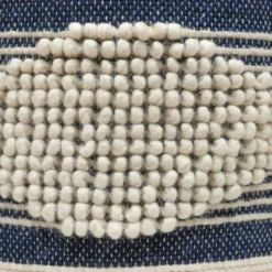 Diamond Handcrafted Fabric Cylindrical Pouf, White And Dark Blue -House Furnish World GUEST f7d54785 9077 4909 ae1f 7e9972aeedba