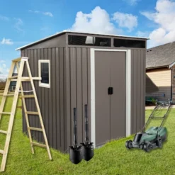 6ft X 5ft Outdoor Metal Storage Shed With Window Transparent Plate W540S00011 -House Furnish World GUEST f81bb56a cbe1 4481 a8f9 7f3c7b77bd89