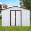 Metal Garden Sheds 12ftx10ft Outdoor Storage Sheds White+coffee