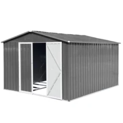 Metal Garden Sheds 8ftx10ft Outdoor Storage Sheds Grey (Old Sku:W1350S00016) -House Furnish World GUEST f8f49bf2 3b1f 4872 b72d b9ff1a8c1130