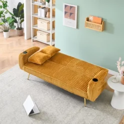 The Straight-row White Polyester Sofa With Throw Pillows, Featuring A Minimalist Style, Is Suitable For The Living Room And Study -House Furnish World GUEST f9890ac5 ebb3 4bc2 9a79 de25a4a50b07