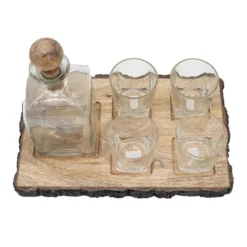S/6 Alaine Bar Set With Mango Wood Stand -House Furnish World GUEST f9e0d10f bf87 4cab b412 579ec1d390c9