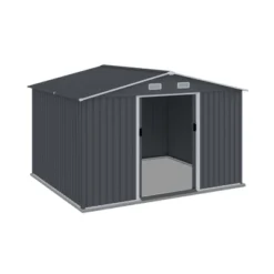 Outdoor Storage Shed 8 X 10 FT Tool Sheds, Heavy Duty Storage House With Sliding Doors With Air Vent For Backyard Patio Lawn To Store Bikes,Grey -House Furnish World GUEST fa22b2d7 9cf1 4159 8c9a 40a75c2568eb