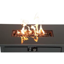 43" Smoked Glass Metal Rectangle Fire Pit