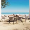 7 Pieces Patio Dining Set, All-Weather Outdoor Furniture Set With Dining Table And Chairs, Metal Frame, For For Garden, Backyard, Beige