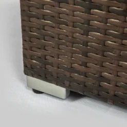 32" Propane Gas Fire Pit Table, 50000 BTU Rectangular Fire Pit, Tile Tabletop With Beautiful Wicker Base For Outside Patio Deck Garden Courtyard-Brown -House Furnish World GUEST fbec2804 010a 4ae6 9b05 3c74329d9766