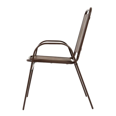 7 Pieces Patio Dining Set, Plastic Chair And Steel Table Outdoor Set, Plastic Chairs And Table Set For Garden Patio, Brown 11 7 Pieces Patio Dining Set, Plastic Chair And Steel Table Outdoor Set, Plastic Chairs And Table Set For Garden Patio, Brown - Image 11