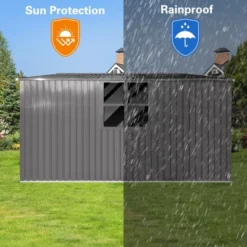 New Outdoor Storage Shed Has Two Functions: Metal Shed And Firewood Shed 13 Ft¡Á11 Ft , More Suitable For Winter , Grey -House Furnish World GUEST fc635c50 6c47 41d8 ab84 a19c6e017e34 1