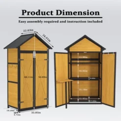 Outdoor Storage Cabinet Storage Shed With Waterproof Roof Lockable Doors Removable Shelves Foldable Table Hooks 69 Inches Garden Tool Shed -House Furnish World GUEST fcb44aed f32e 4f94 b63b f7f2e5a0f42d