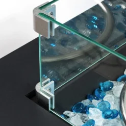 22" Propane Gas Fire Pit Table, 40000 BTU Square Steel Fire Pit With Beautiful Wicker Base For Outside Patio Deck Garden Backyard-Black -House Furnish World GUEST fd982687 232f 4756 96ef 6d05dce5ed56