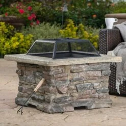 28" MGO Wood Burning Outdoor Fire Pit With Lid - Natural Stone 19 28" MGO Wood Burning Outdoor Fire Pit With Lid - Natural Stone -House Furnish World GUEST ffee70e0 8a01 4c86 8f75 ab9da006dd7e